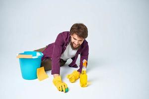 man washes floors at home interior professionals lifestyle photo