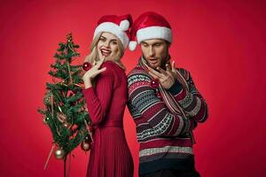 man and woman new year holiday decoration together romance emotion photo
