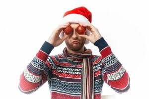 merry man christmas toys holiday emotions light background photo