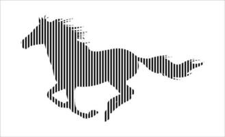 Black and white striped line horse vector art