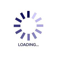 Blue loading bar circle icon. Download or upload progress status. vector