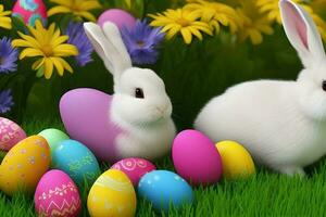 Easter Background, Happy Easter Background, Easter Day Background, Easter Bunny, Easter Egg, Ai photo