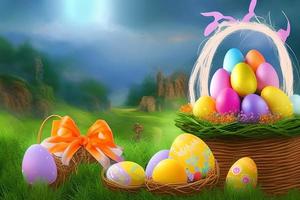 Easter Background, Happy Easter Background, Easter Day Background, Easter Bunny, Easter Egg, Ai photo