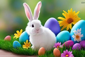 Easter Background, Happy Easter Background, Easter Day Background, Easter Bunny, Easter Egg, Ai photo