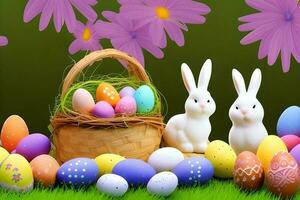 Easter Background, Happy Easter Background, Easter Day Background, Easter Bunny, Easter Egg, Ai photo