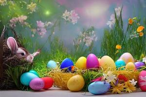 Easter Background, Happy Easter Background, Easter Day Background, Easter Bunny, Easter Egg, Ai photo