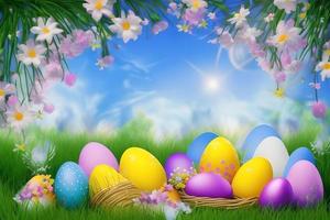 Easter Background, Happy Easter Background, Easter Day Background, Easter Bunny, Easter Egg, Ai photo