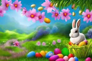 Easter Background, Happy Easter Background, Easter Day Background, Easter Bunny, Easter Egg, Ai photo