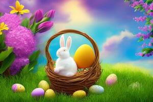 Easter Background, Happy Easter Background, Easter Day Background, Easter Bunny, Easter Egg, Ai photo