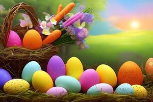 Easter Background, Happy Easter Background, Easter Day Background, Easter Bunny, Easter Egg, Ai photo