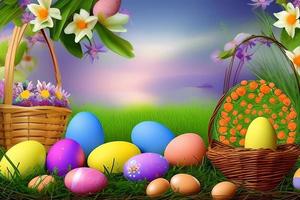 Easter Background, Happy Easter Background, Easter Day Background, Easter Bunny, Easter Egg, Ai photo