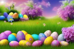 Easter Background, Happy Easter Background, Easter Day Background, Easter Bunny, Easter Egg, Ai photo