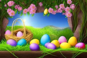 Easter Background, Happy Easter Background, Easter Day Background, Easter Bunny, Easter Egg, Ai photo