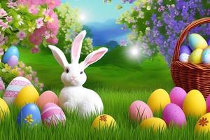 Easter Background, Happy Easter Background, Easter Day Background, Easter Bunny, Easter Egg, Ai photo