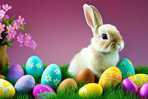 Easter Background, Happy Easter Background, Easter Day Background, Easter Bunny, Easter Egg, Ai photo