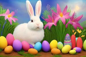 Easter Background, Happy Easter Background, Easter Day Background, Easter Bunny, Easter Egg, Ai photo