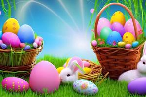 Easter Background, Happy Easter Background, Easter Day Background, Easter Bunny, Easter Egg, Ai photo