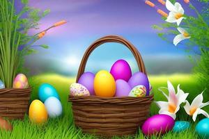 Easter Background, Happy Easter Background, Easter Day Background, Easter Bunny, Easter Egg, Ai photo