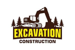 Excavator logo template vector. Heavy equipment logo vector for construction company.