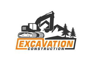 Excavator logo template vector. Heavy equipment logo vector for construction company.