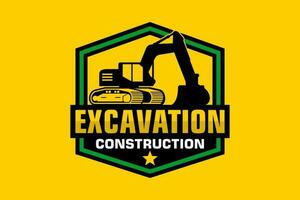 Excavator logo template vector. Heavy equipment logo vector for construction company.