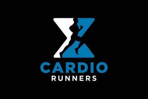 Vector letter X for running logo design combination people.