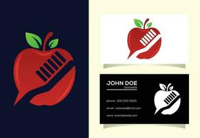 Apple and toothbrush combination logo sign symbol vector design template