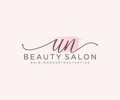 Initial UN feminine logo collections template. handwriting logo of initial signature, wedding, fashion, jewerly, boutique, floral and botanical with creative template for any company or business. vector