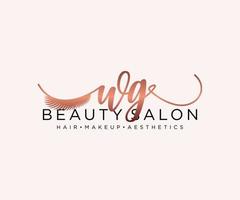 Initial WG feminine logo collections template. handwriting logo of initial signature, wedding, fashion, jewerly, boutique, floral and botanical with creative template for any company or business. vector