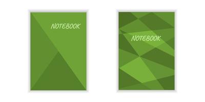 Geometric cover in green for notebooks, albums, backdrops. Vector templates with triangles pattern.