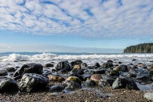 Rocky beach and waves at Juan De Fuca Provincial Park photo