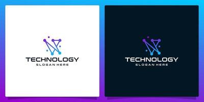 Creative logo initial letter V abstract with technology style and gradient color. Premium vector