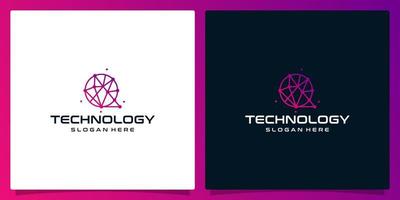 Creative logo initial letter Q abstract with technology style and gradient color. Premium vector