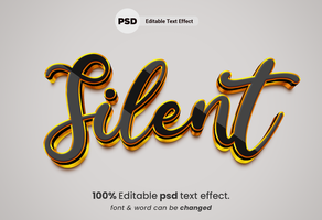 silencio 3d psd texto efecto