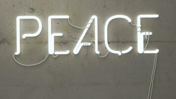 3d Neon light peace photo