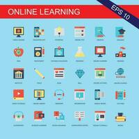 25 Simple colored Set of Online Education Related Vector Line Icons. Contains such Icons as Video Tutorial, E-book, On-line Lecture, Education Plan and more. Editable Stroke