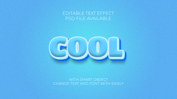3D Cool PSD editable text effect with blue background