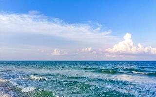 Tropical caribbean beach clear turquoise water Playa del Carmen Mexico. photo