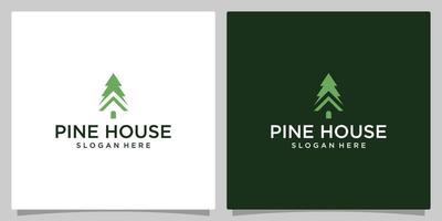 Pine tree Logo Design Template with house building logo vector design template.