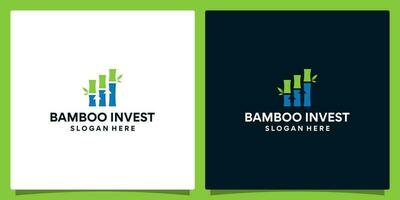 Bamboo design logo template with Financial investment chart logo. Marketing, sales and growth logo graphic design vector illustration. Symbol, icon, creative