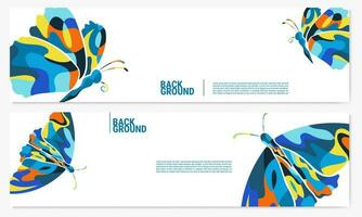 resumen vistoso mariposa bandera diseño, resumen mariposa antecedentes vector