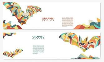 abstract colorful flying bat design template, flying bat vector