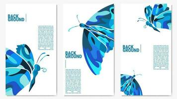 abstract colorful butterfly banner design in blue color, abstract butterfly vector