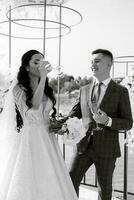 wedding ceremony of the newlyweds on the pier photo