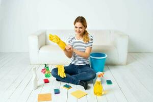 housewife detergent interior work lifestyle hygiene interior photo