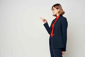 Business woman in suit work posing close-up manager photo