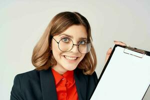 woman in suit documents official manager job photo