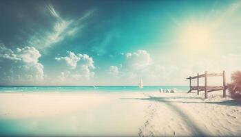 Summer holidays beach background as soft ethereal dreamy background. photo