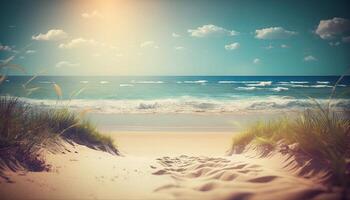 Summer holidays beach background as soft ethereal dreamy background. photo