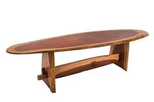 de madera moderno mesa en blanco antecedentes. foto